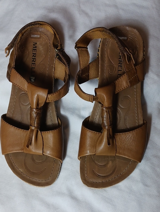 Merrell Shoes - Merrell Whisper Link T-Strap Leather Sandals Ergonomic Boho Chic Granola Size 9